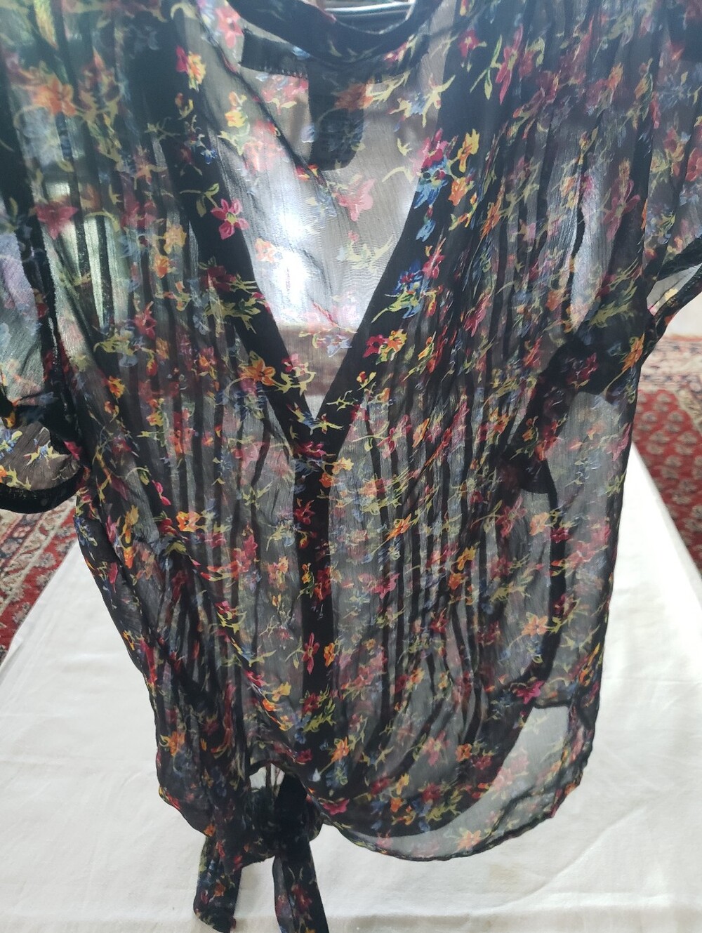 American Rag Sheer Tie-front Blouse S